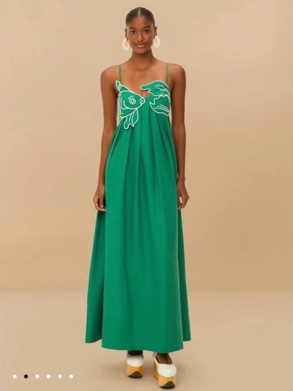 Farm Rio, Green Fish Top Maxi Dress, Size Small, New with Tags - Picture 4 of 4